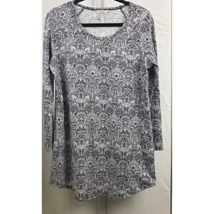 Soma Dress Women Medium White Floral Cotton Modal Stretch Raglan Sleeves Comfort